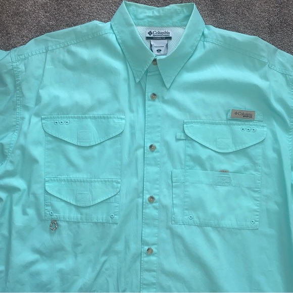 COLUMBIA Men's PFG Super Bonehead Classic Sea Green Short Sleeve Shirt XL - GUC - Picture 4 of 9